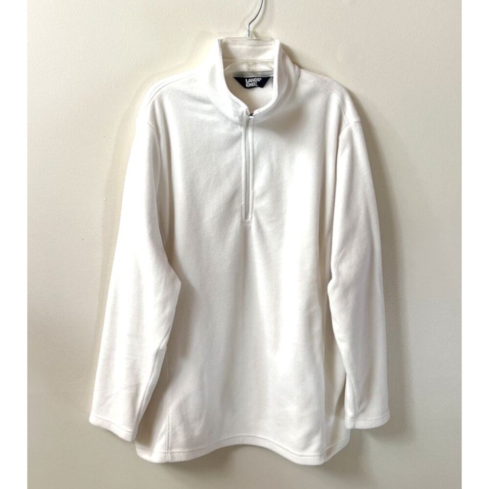Lands End Size 1X White Women’s All Season Access Fleece Pullover